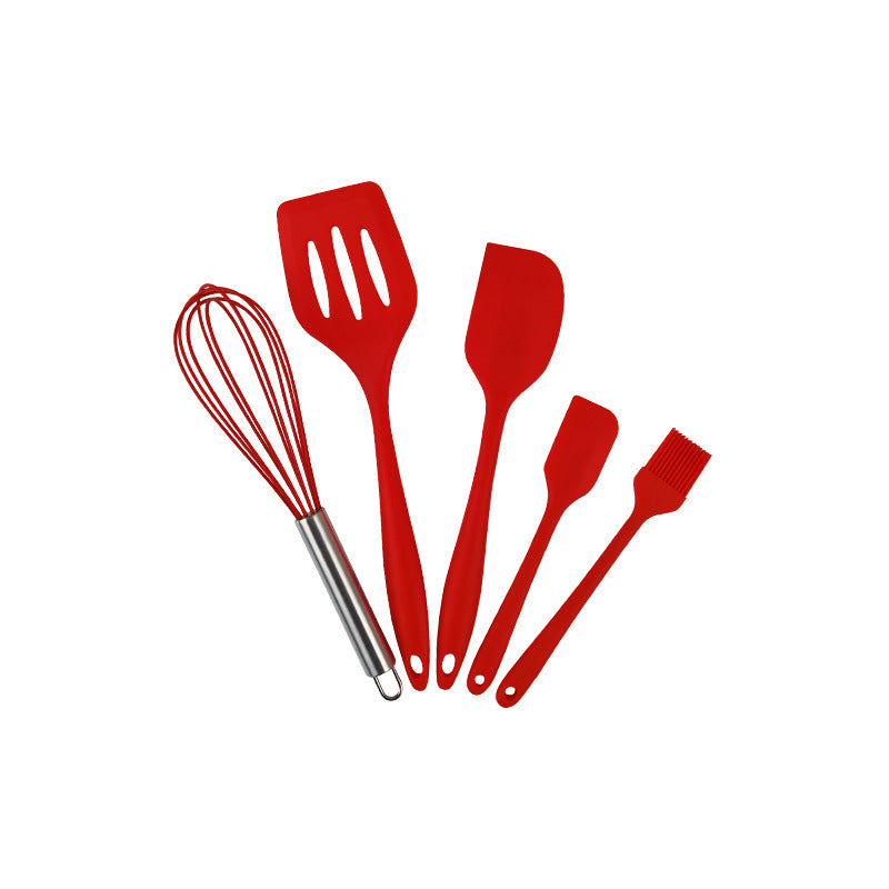 5-Piece Silicone Kitchen Utensil Set with Whisk, Spatulas & Basting Brush