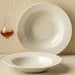 White Ceramic Pasta Bowl, 8.7 Inch Wide Rim Soup Plate