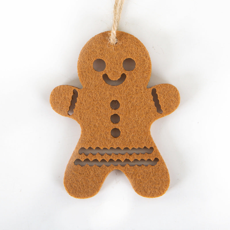 Christmas Felt Hanging Ornament Gingerbread Man Tree Bell Snowflake DIY Decoration