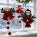 Plastic Christmas Hanging Ornament – Holiday Bell Decoration with Bow & Pine Branch Design for Tree, Door, Wall & Home Decor