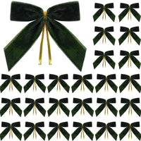 Velvet Christmas Bow Decorations, Pack of 24, 9 cm Ribbon Bows for Christmas Trees, Wreaths and Gift Wrapping