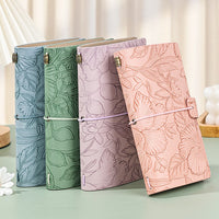 Floral Embossed Journal with Elastic Closure in Four Pastel Colors