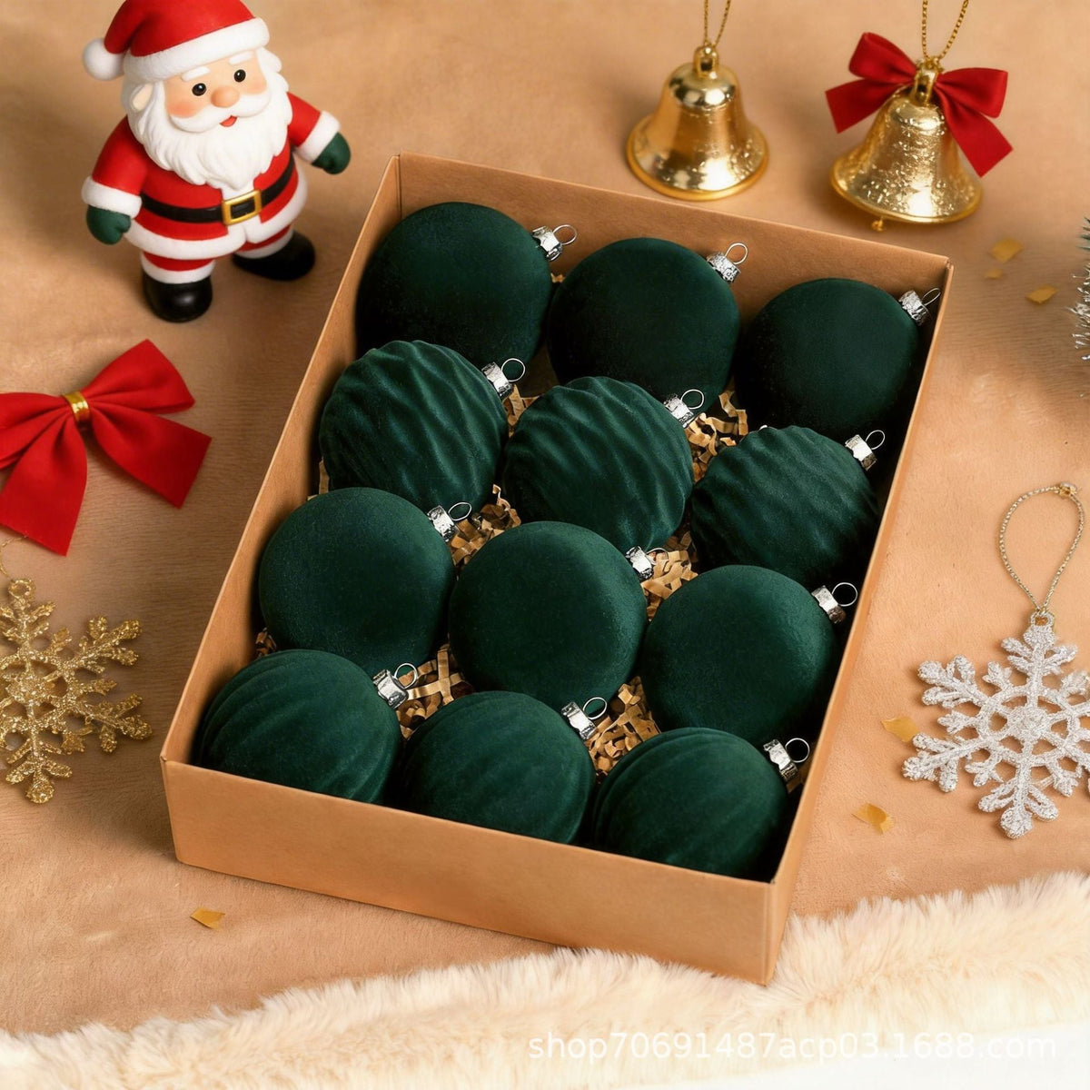 Christmas Velvet Ball Ornament Plush Holiday Tree Decoration