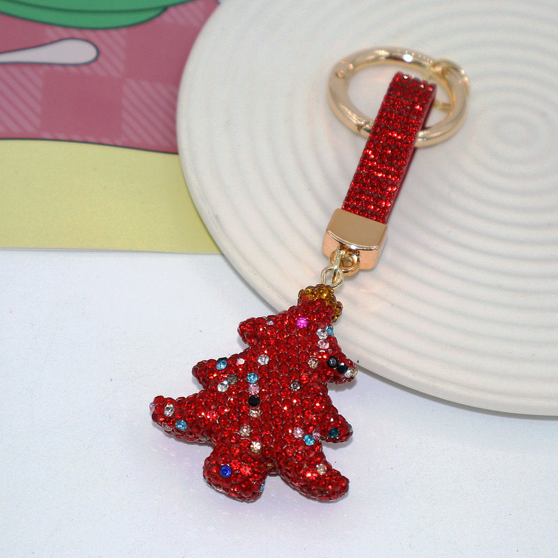 Christmas Tree Rhinestone Keychain Festive Bag Charm Accessory