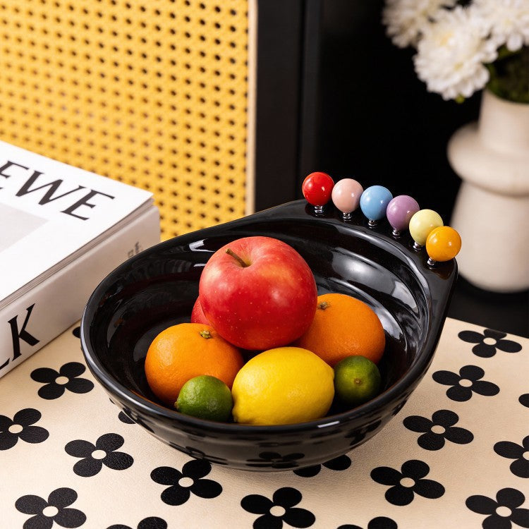 Snack Serving Bowl with 6 Forks – Stainless Steel + PP Fruit Plate for Candy, Nuts, Desserts, Appetizers & Home Party Serving