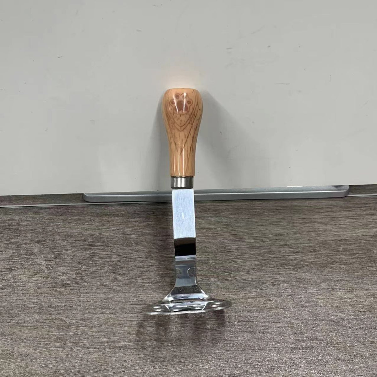 Stainless Steel Paw Print Potato Masher with Wooden Handle