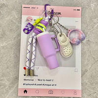 PVC Sports Bag Charm Keychain with Mini Tumbler and Headphone Charms