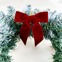 24-Piece Christmas Velvet Bow Ornament Set – 8 cm Red & Burgundy Holiday Bows with Gold Twist Ties for Christmas Tree, Wreath & Gift Decor