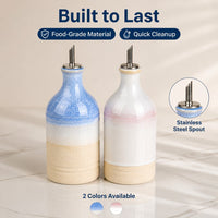 Wabi-Sabi Ceramic Oil Dispenser – Automatic Pour Olive Oil & Vinegar Bottle