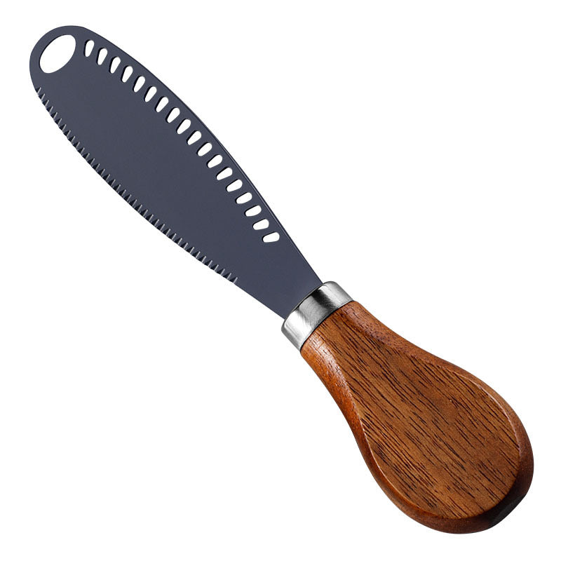 Stainless Steel Butter Knife – Serrated Cheese Spreader with Acacia Wood Handle