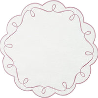 Embroidered Round Placemat – Scalloped Fabric Table Mat