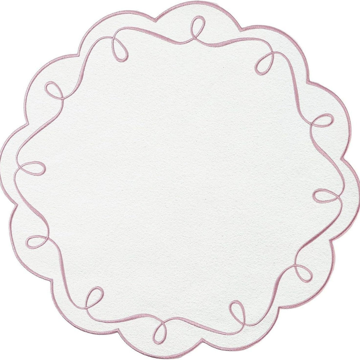 Embroidered Round Placemat – Scalloped Fabric Table Mat