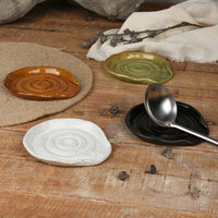 Stoneware Spoon Rest – Reactive Glaze Ceramic Spoon Holder for Kitchen Countertop
