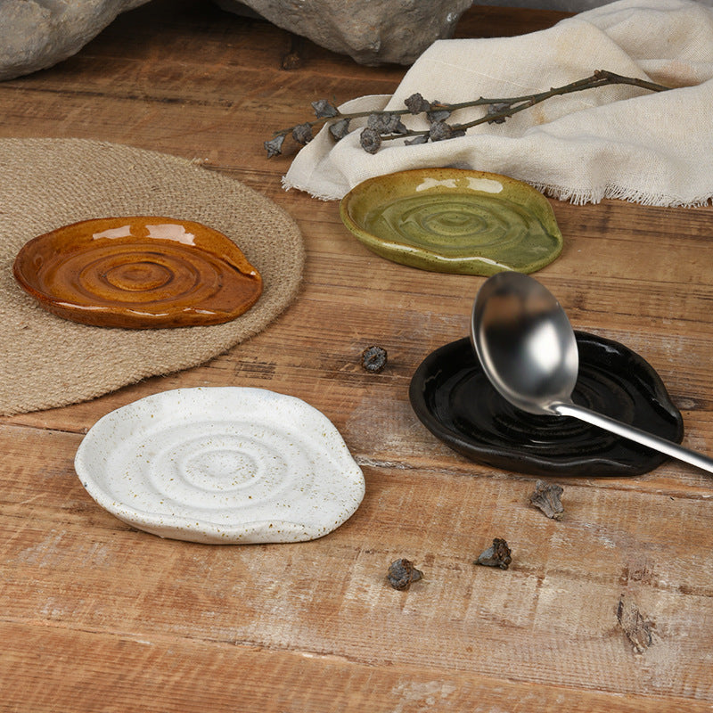 Stoneware Spoon Rest – Reactive Glaze Ceramic Spoon Holder for Kitchen Countertop