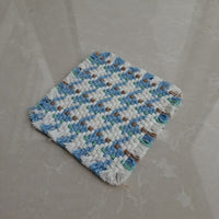 Woven Cotton Coasters Set of 4 – Square Cup Mats with Fringed Edges