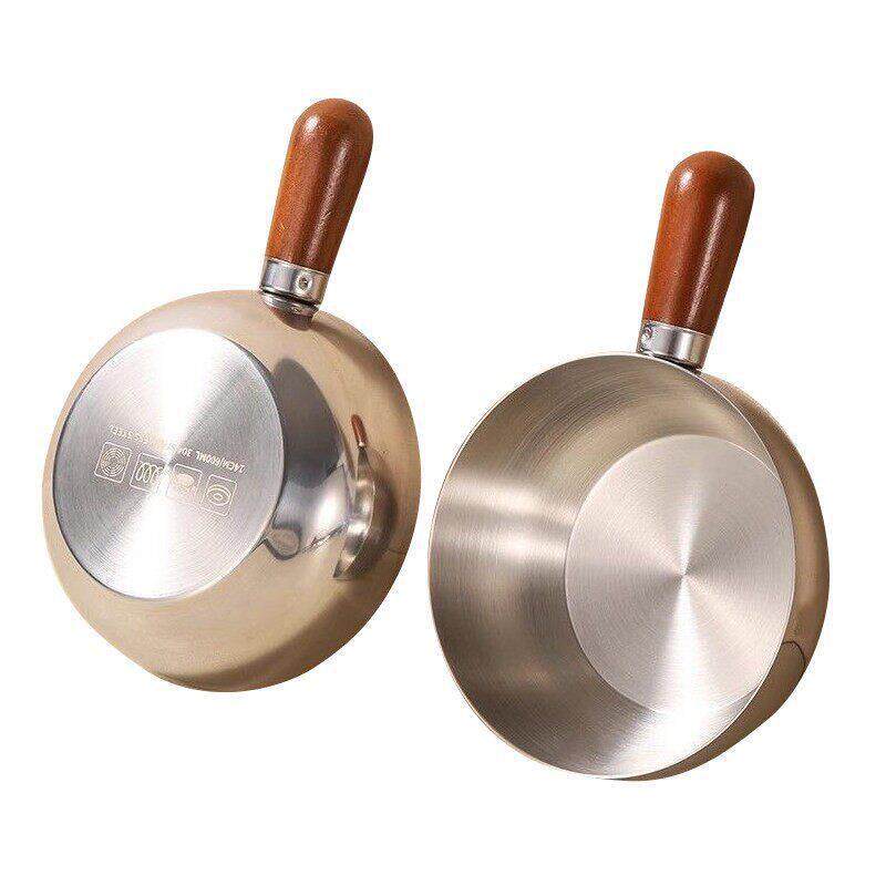 Stainless Steel Yukihira Saucepan with Wooden Handle and Glass Lid