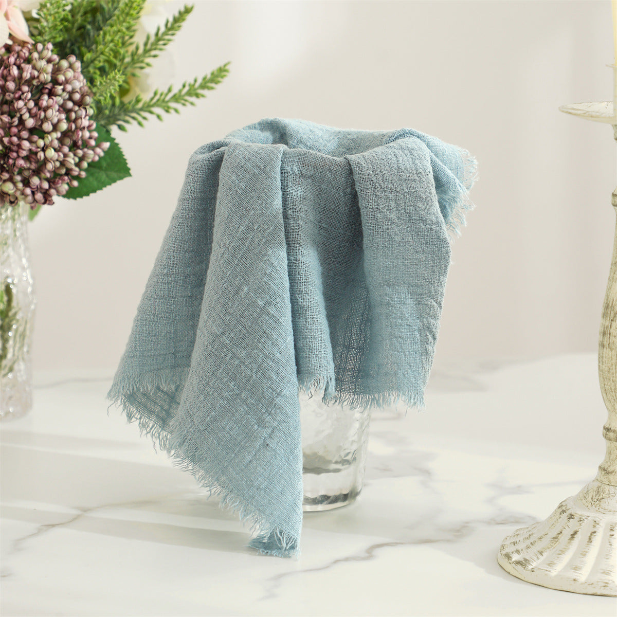 Fringed Cotton Napkins for Rustic Table Settings and Elegant Gatherings, 42 x 42 cm