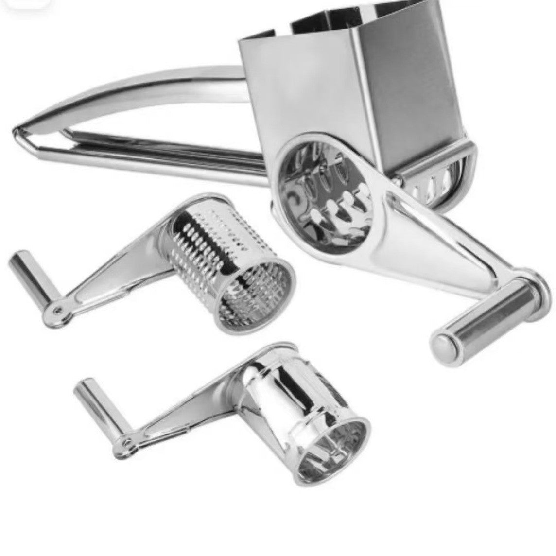 Stainless Steel Rotary Cheese Grater Hand Crank Cheese Shredder with Interchangeable Drums