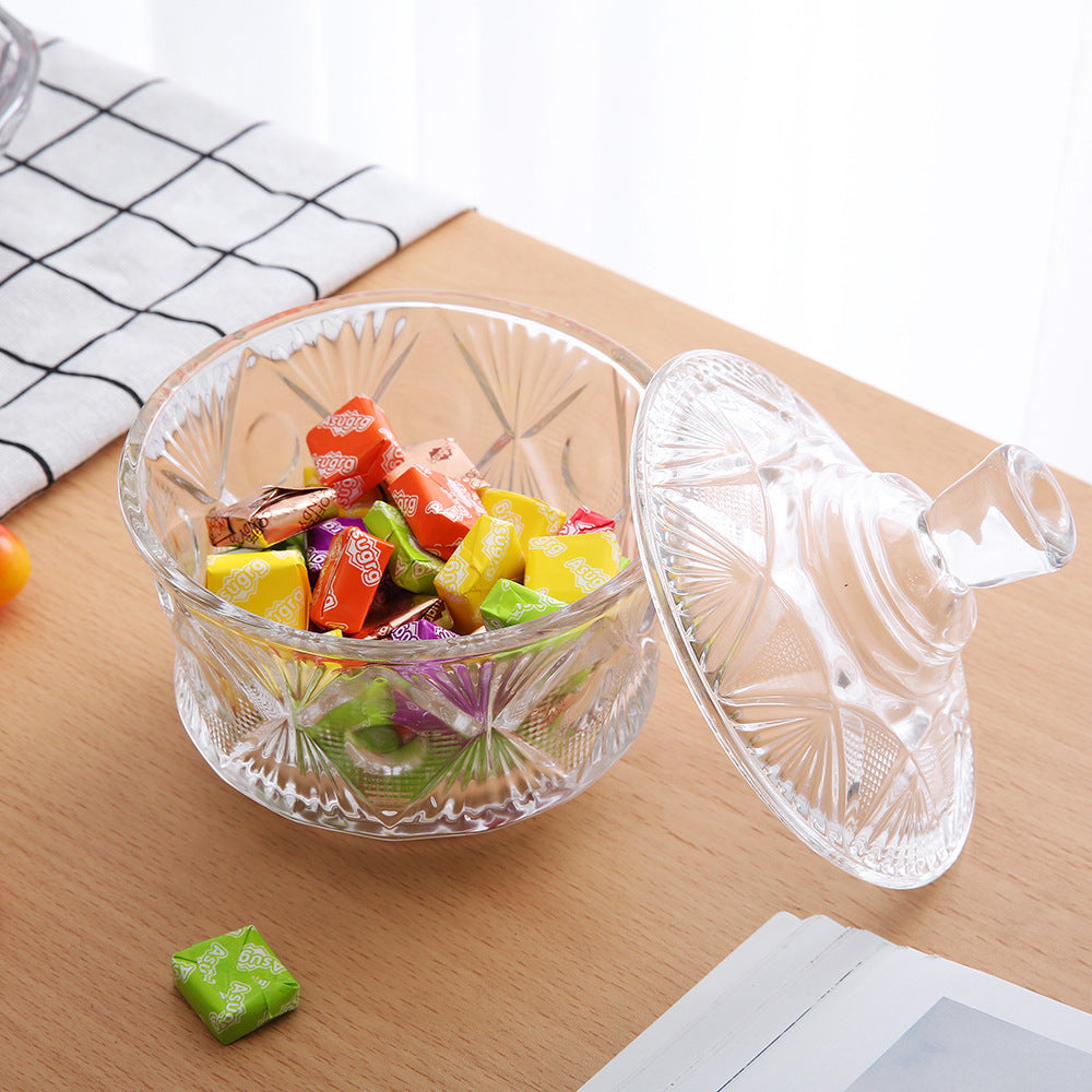 Clear Crystal Style Glass Candy Jar with Lid
