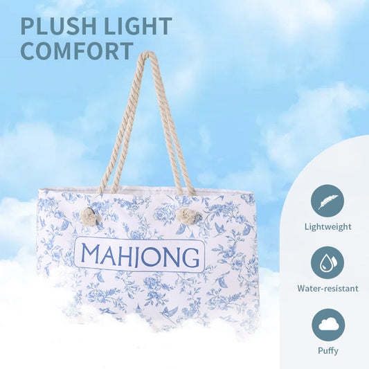 3-Piece Mahjong Storage Bag Set – Blue Floral Tote, Tile Pouch & Rack Carry Bag for Mahjong Tiles, Accessories, Travel & Home Storage