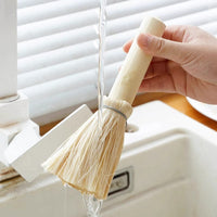 Coconut Fiber Cleaning Brush – 21cm Natural Palm Scrubber with Wooden Handle for Pots, Pans, Sink, Kitchen & Household Cleaning