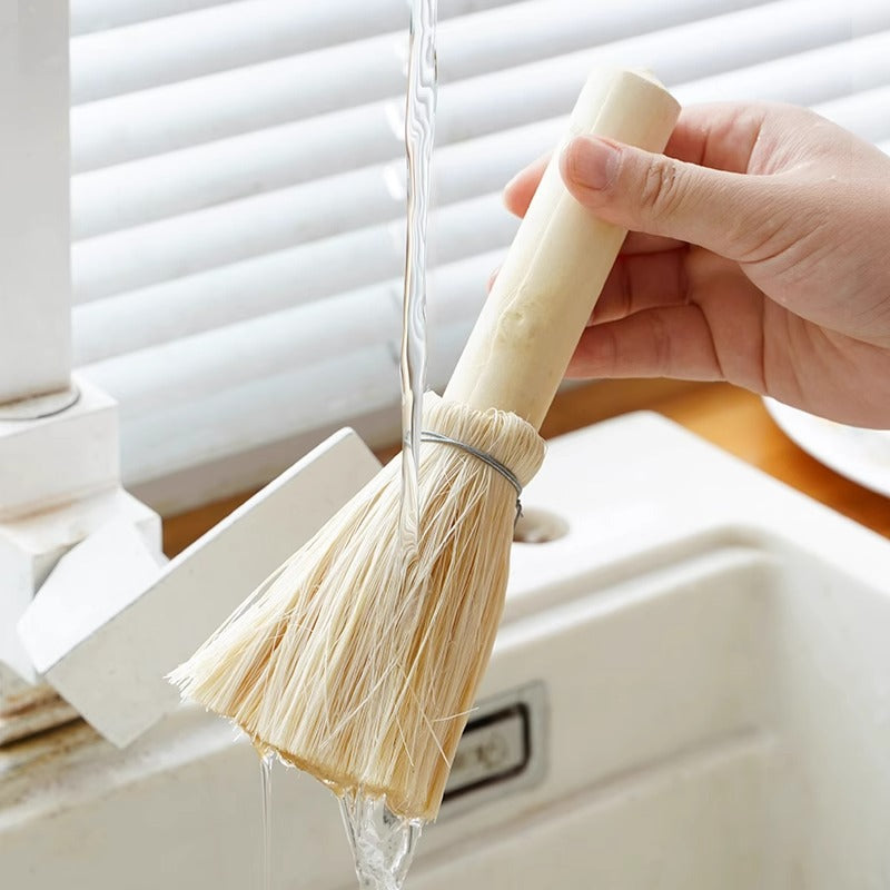 Coconut Fiber Cleaning Brush – 21cm Natural Palm Scrubber with Wooden Handle for Pots, Pans, Sink, Kitchen & Household Cleaning