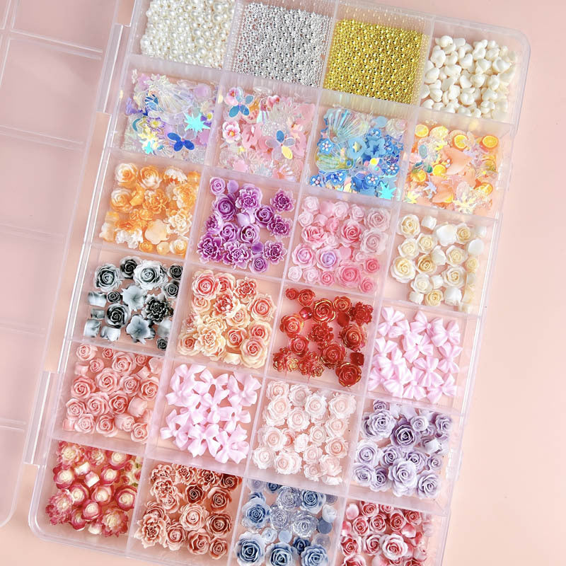 24 Compartment Resin Nail Art Charm Kit