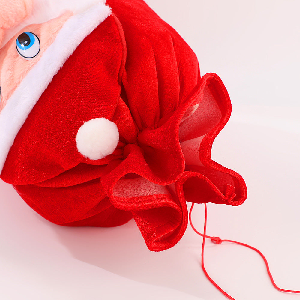 Plush Santa Claus Christmas Gift Bag with Drawstring