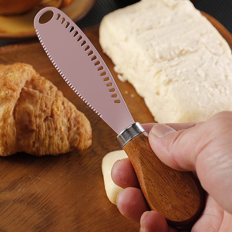Stainless Steel Butter Knife – Serrated Cheese Spreader with Acacia Wood Handle