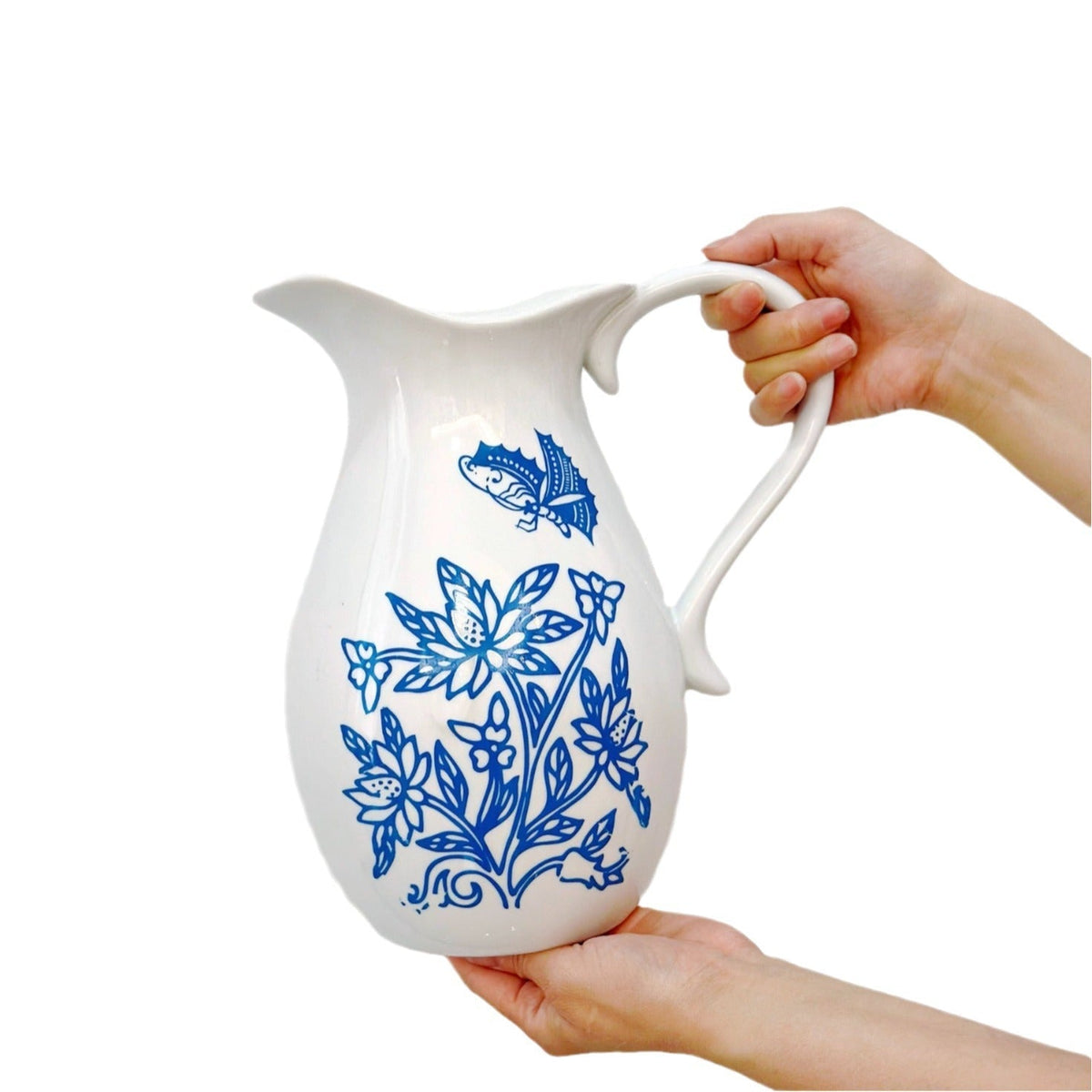 Rustic Ceramic Pitcher Vase – Farmhouse Tabletop Flower Vase