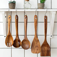 Acacia Wood Kitchen Utensil Set Teak Cooking Spoons