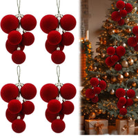 Christmas Velvet Pom Pom Cluster Ornament Hanging Ball Decoration