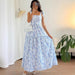 Floral Print Maxi Dress – Blue & White Spaghetti Strap Dress