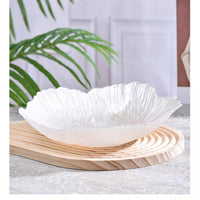 Polish-Style Glass Fruit Bowl – Luxury Pearl White Floral Serving Plate