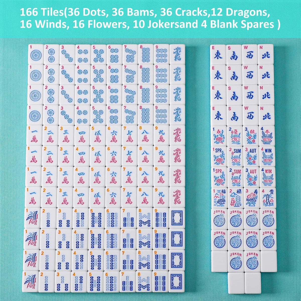 American Mahjong Set, Premium Melamine Tiles for Tabletop Gaming
