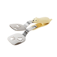Bear-Shaped Stainless Steel Kitchen Tongs –  Food Turner with Drain Holes, Lock Clip & Non-Slip Handle