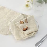 Fringed Cotton Napkins for Rustic Table Settings and Elegant Gatherings, 42 x 42 cm