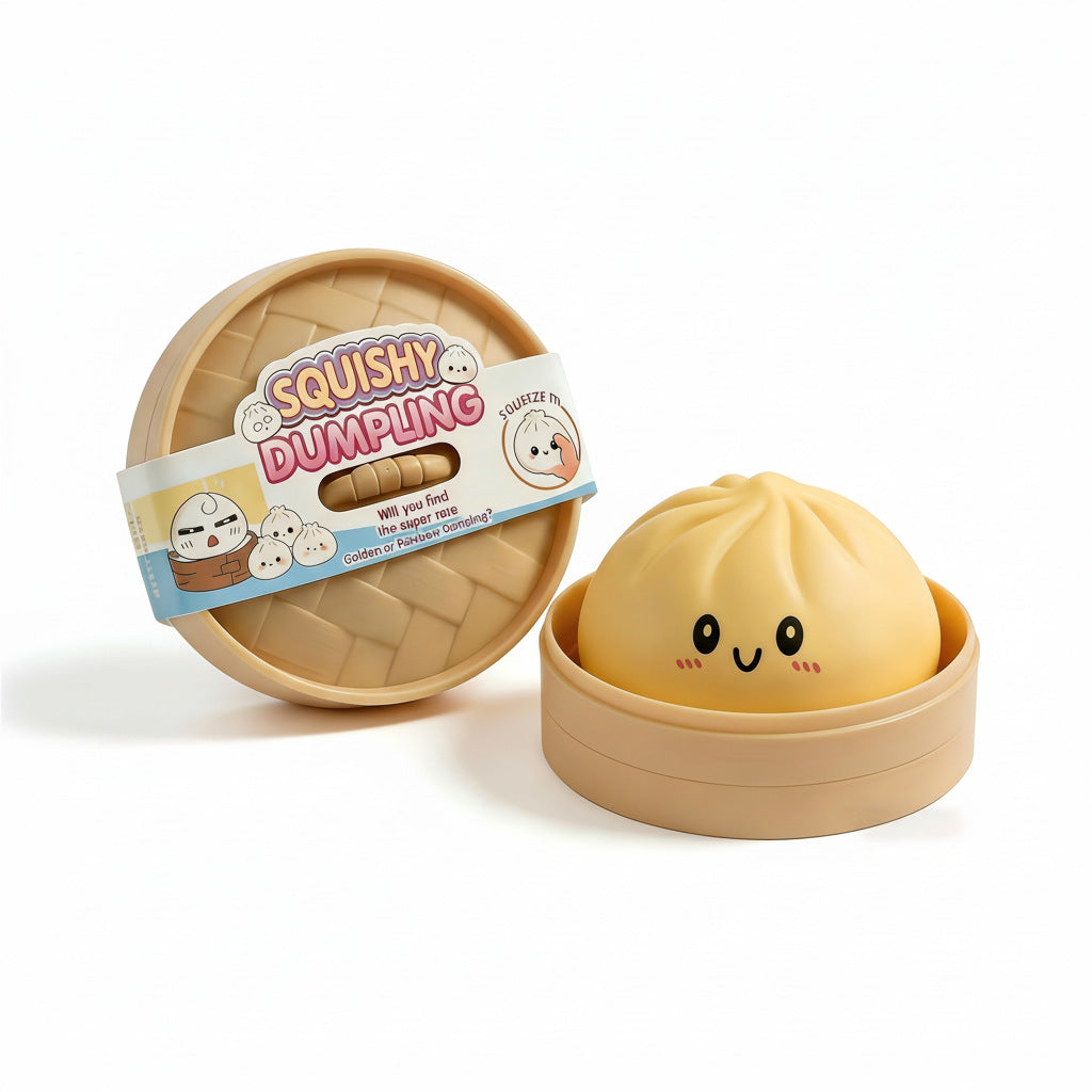Cute Steamed Bun Squishy Stress Relief Toy with Bamboo Steamer Container