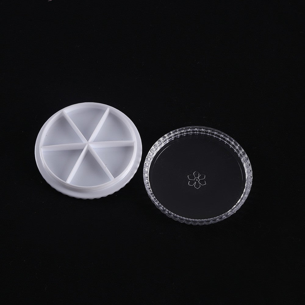 Clear Round Bead Organizer Box 6 Compartment Flower
