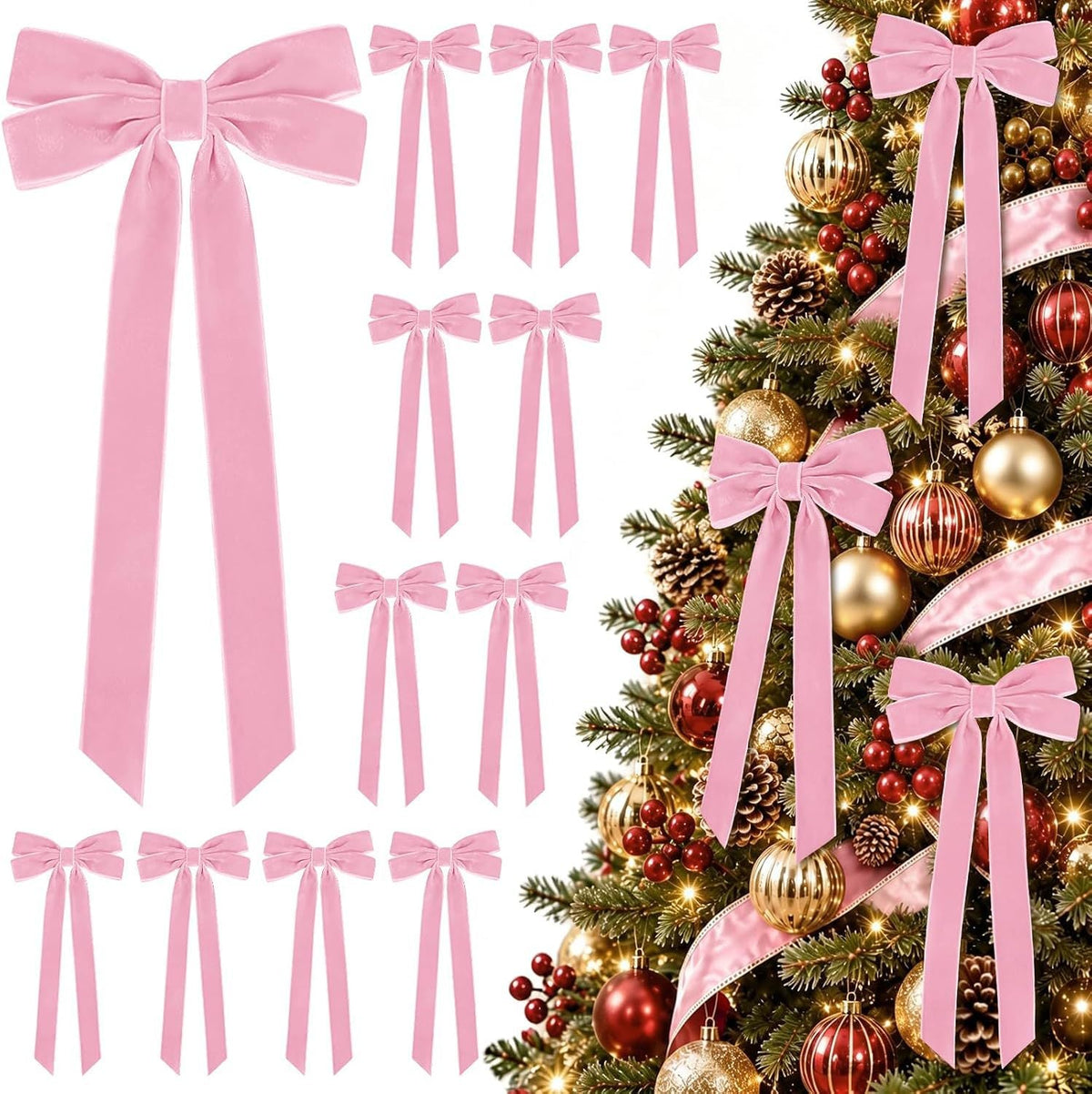 Velvet Christmas Tree Bow Ornament