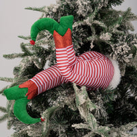 Christmas Elf Legs Bendable Striped Tree Ornament