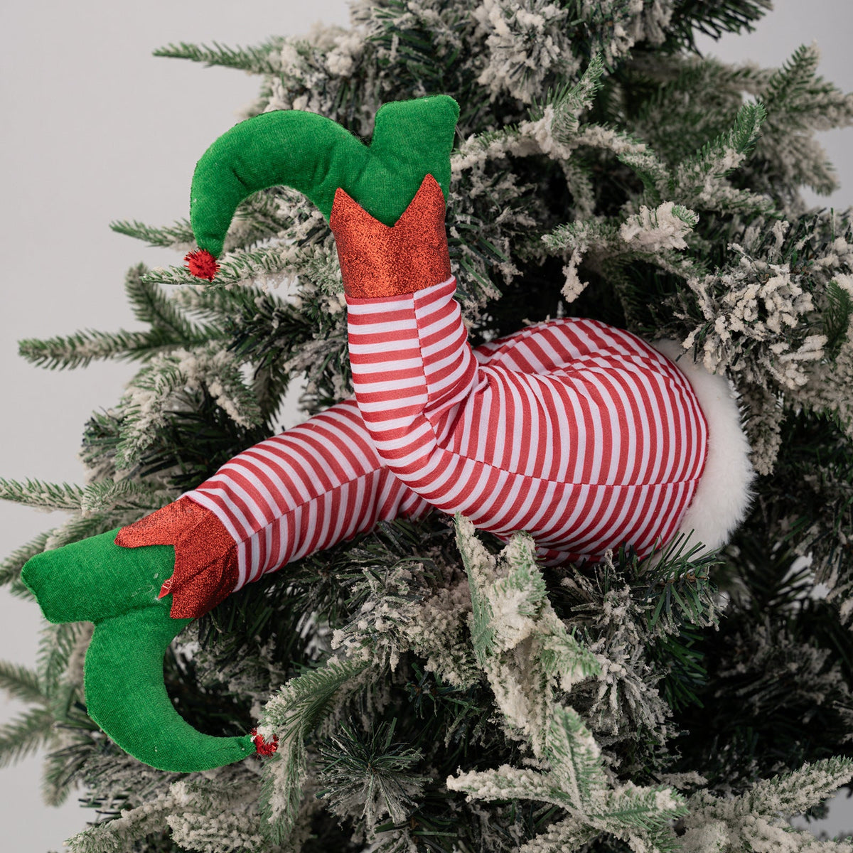 Christmas Elf Legs Bendable Striped Tree Ornament