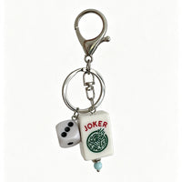 Mahjong Joker Tile and Dice Resin Keychain – Game Lover Bag Charm
