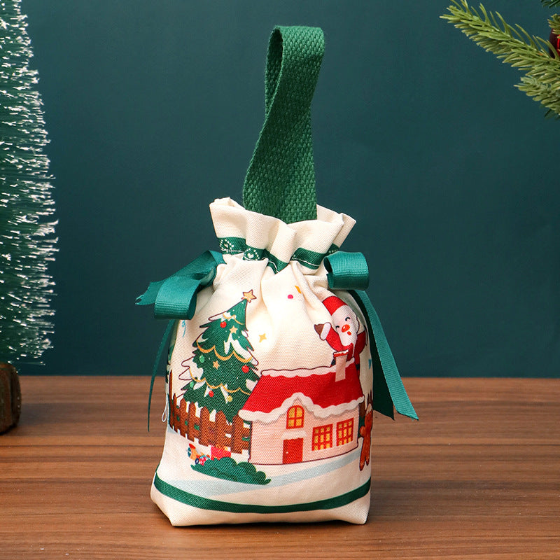 Christmas Drawstring Apple Gift Bag Candy Treat Pouch