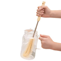 Long Handle Bottle Cleaning Brush with Wooden Grip, 40 cm Bottle and Jar Scrubber