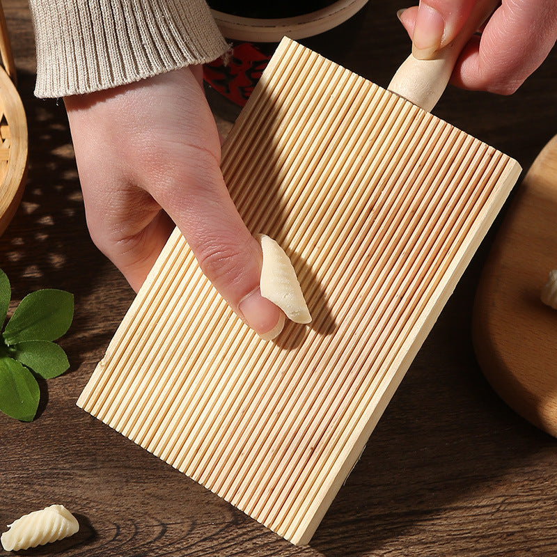 Wooden Gnocchi Board, Natural Wood Pasta Making Tool with Handle