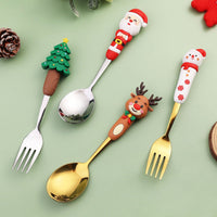 Christmas Cutlery Set – 4-Piece Festive Spoon & Fork Gift Set with Santa, Reindeer, Tree & Snowman Handles
