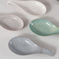Ceramic Spoon Rest – Speckled Pottery Spoon Holder for Kitchen Countertop & Cooking Utensils