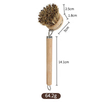 Wooden Handle Dish Cleaning Brush with Replaceable Brush Head