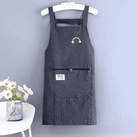 Waterproof Striped Kitchen Apron with Pockets